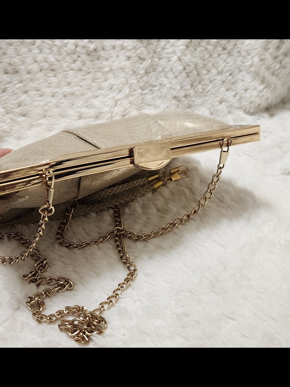 Nina New York Evening Clutch Bag – Metallic Gold with Detachable Chain - Picture 5 of 8